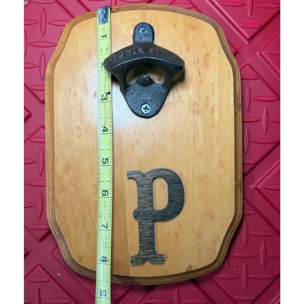 Vintage Wood Mounted Bottle Opener “ P “